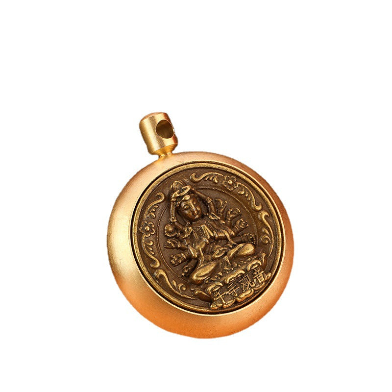 Rotating Brass Zodiac Guardian Deity Keychain Car Key Accessory