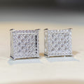 Square Clear CZ Micro Pave Stud Earrings Two Metal Tones view 1