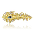 Gold Tone Evil Eye Brooch With Radiating Crystal Lashes view 5