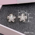 Flower Marquise Clear Stone Stud Earrings Gold White Metal view 4
