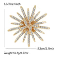 Layered Rhinestone Sunburst Flower Brooch in Silver and Gold view 7