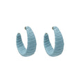 Ribbed Leather C Shape Hoop Earrings Magenta and Pink Styles view 5