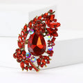 Paisley Crystal Leaf Brooch with Faceted Stones for Jackets and Scarves view 2