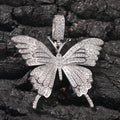 Large Pavé CZ Butterfly Pendant Necklace Gold Silver Tone view 3