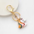 Enamel Unicorn Head Keychain Rainbow Mane Gold Clasp view 4