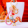 Jeweled Zodiac Rooster Keychains in Plain and Fortune Cord Options view 11