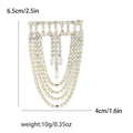 Rectangular Crystal Bar Brooch With Layered Chain Fringe view 6