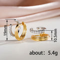 Two Tone Double Hoop Earrings with Clear Stone Front Bars view 4
