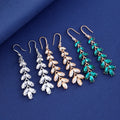 Silver Tone Leaf Tassel Crystal Six Designs Metal Dangle Earrings view 2
