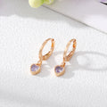 Gold Tone Small Faceted Crystal Heart Huggie Drop Earrings view 3