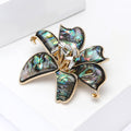 Abalone Shell Lily Brooch with Detailed Metal-tone Finish view 2