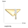 Triangle Zipper Brooch Gold Silver Baguette Crystal Accent Pin view 5