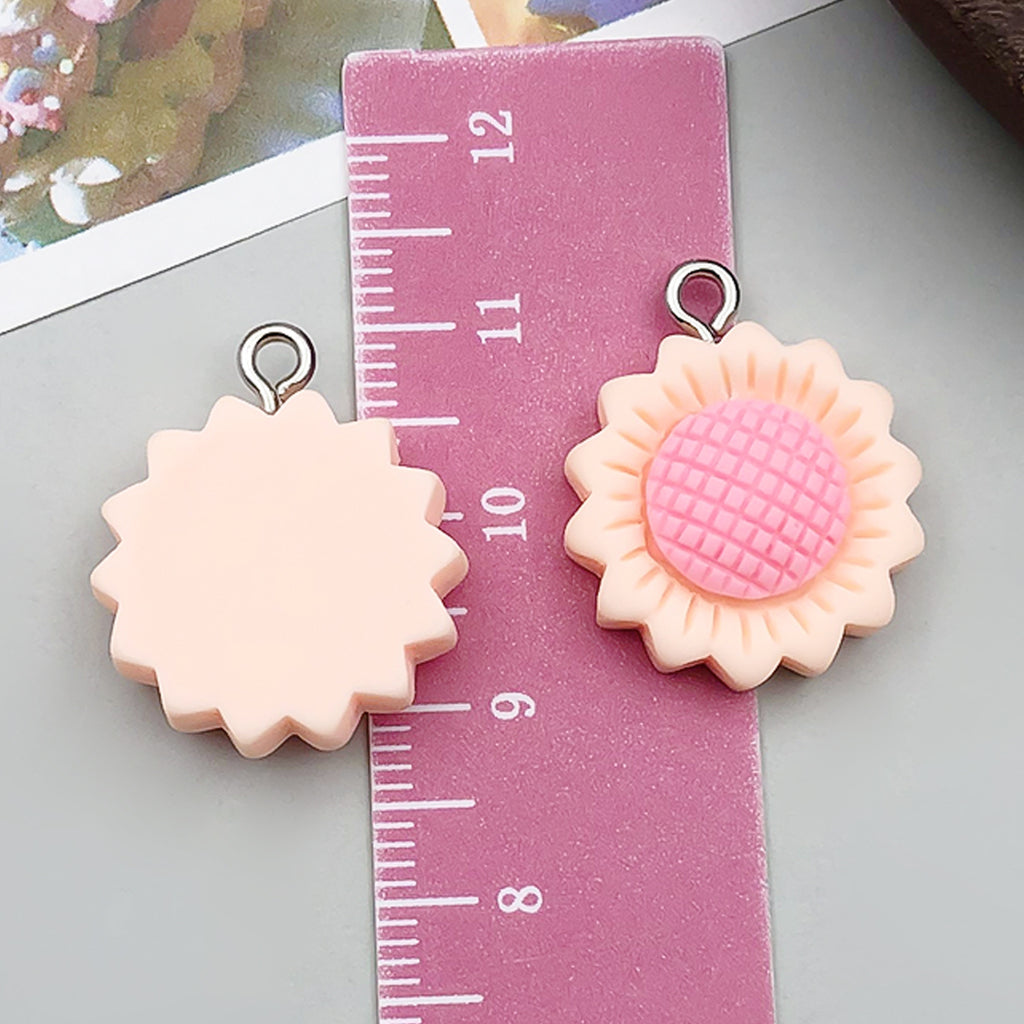 Resin Rose Sunflower Daisy Flower charm pendants for DIY keychain necklace earrings