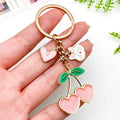 Four Pink and Red Cherry Heart Metal Keychain Designs view 3