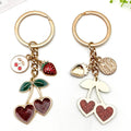 Four Pink Red and Brown Cherry Heart Metal Keychain Designs view 3