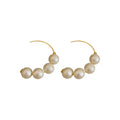 Graduated Faux Pearl Hoop Hook Earrings With Decorative Metal Details view 5