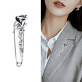 Rose Stem Safety Pin Brooch Gold or Silver With Loop view 3
