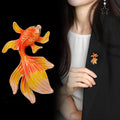Red Gold Tone Goldfish Enamel Four Designs Metal Brooch Pin view 5