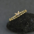 Gold Tone Double Band Butterfly Clear Stone Finger Ring 6-10 view 5