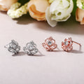 Crown Heart Stud Earrings in Silver and Rose Gold Tone Options view 4