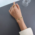 Square Emerald Green Zircon Station Bracelet Gold Or Steel view 7