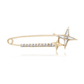 Star Safety Pin Brooch with Rhinestone Bar Gold Silver view 1