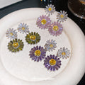 Colorful Daisy Crystal Drop Stud Earrings Fashion Jewelry view 3