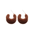 Plush Crescent Hoop Earrings in Brown and Red Metal Tone Jewelry view 5