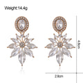 Gold Tone Silver Tone Flower Crystal Two Designs Metal Dangle Earrings view 2