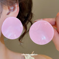 Matte Pastel Round Disc Statement Stud Earrings Statement Jewelry Pair view 4