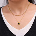Layered Figaro Necklace With Black Acrylic Pendant view 3