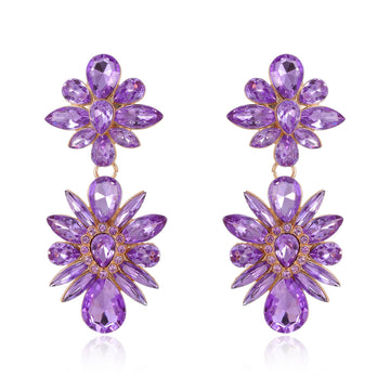 Purple Flower Three Designs Metal Dangle Earrings Dangle Jewelry