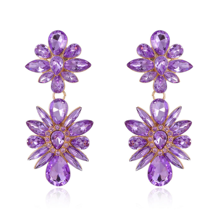 Purple Flower Three Designs Metal Dangle Earrings Dangle Jewelry