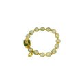 Green Round Bead Bracelet Gold Tone Lotus Center Charm view 5