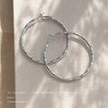 Twisted Texture Round Hoop Earrings In Gold Silver And Three Sizes view 10