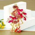 Pair of Pink Jeweled Flamingo Keychains with Gold Tone Hardware view 1