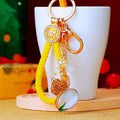 Cat Eye Gourd Keychains With Crystal Beads and Braided Wrist Straps view 3