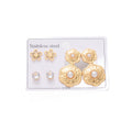 Flower Crystal and Pearl Double Flower Earrings Three Pair Set view 5