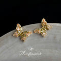 Gold Tone Multicolor Faceted Stone Butterfly Stud Earrings view 3