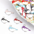 Colorful Perched Bird Enamel Metal Charms, 10 Designs view 1