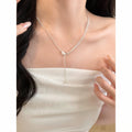 Silver Tone Sliding Heart Lariat Necklace with Bead Ends view 3
