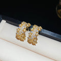 Crystal Crescent Stud Earrings in Gold Tone and Silver Tone view 6