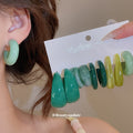 Colorful Marbled Resin C Hoop Stud Earring Sets Jewelry view 2