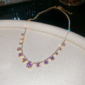 Round Crystal Station Necklace in Nine Color Variations view 10