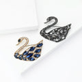 Crystal Swan Brooch Pin in Blue or Black Decorative Jewelry view 2