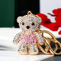 Standing Jeweled Bear Keychains in Blue and Pink Crystal Colors view 2