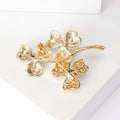 Crystal Clover Branch Brooch in Gold or Silver Tone view 3
