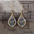 Gold Dragonfly Leaf Enamel Teardrop Leverback Drop Earrings view 4