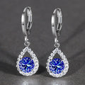 Silver Tone Teardrop Halo Leverback Drop Earrings Four Colors view 7