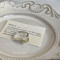 Silver Olive Green Rectangular Crystal Open Adjustable Ring view 2